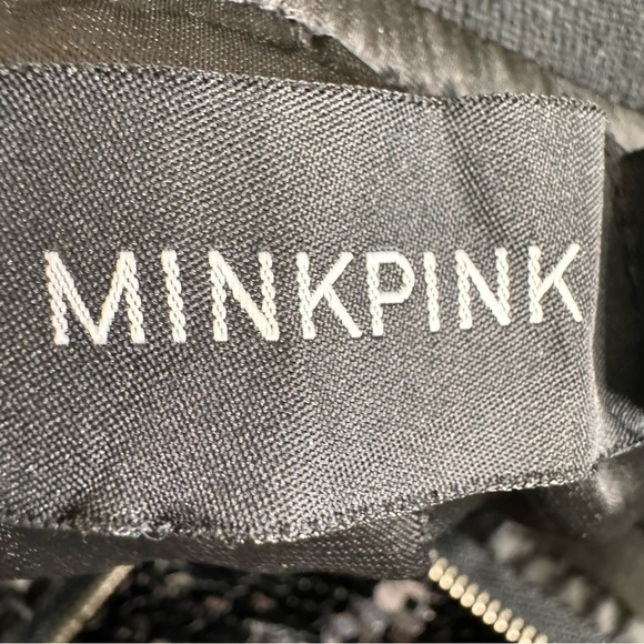 Minkpink Black Sequin Bomber Jacket Size Medium - Picture 11 of 13